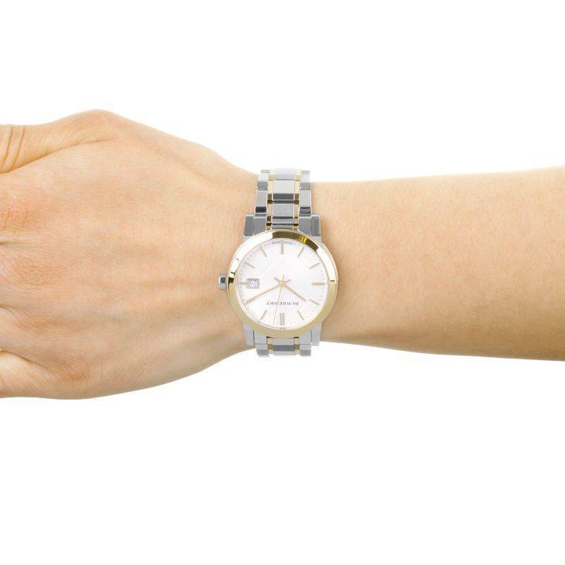  Shop Authentic Burberry The City White Dial Two Tone Steel Strap Watch for Women - BU9115 - Luxxuri