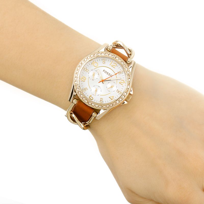  Shop Authentic Fossil Riley Multifunction White Dial Orange Leather Strap Watch for Women - ES3723 - Luxxuri