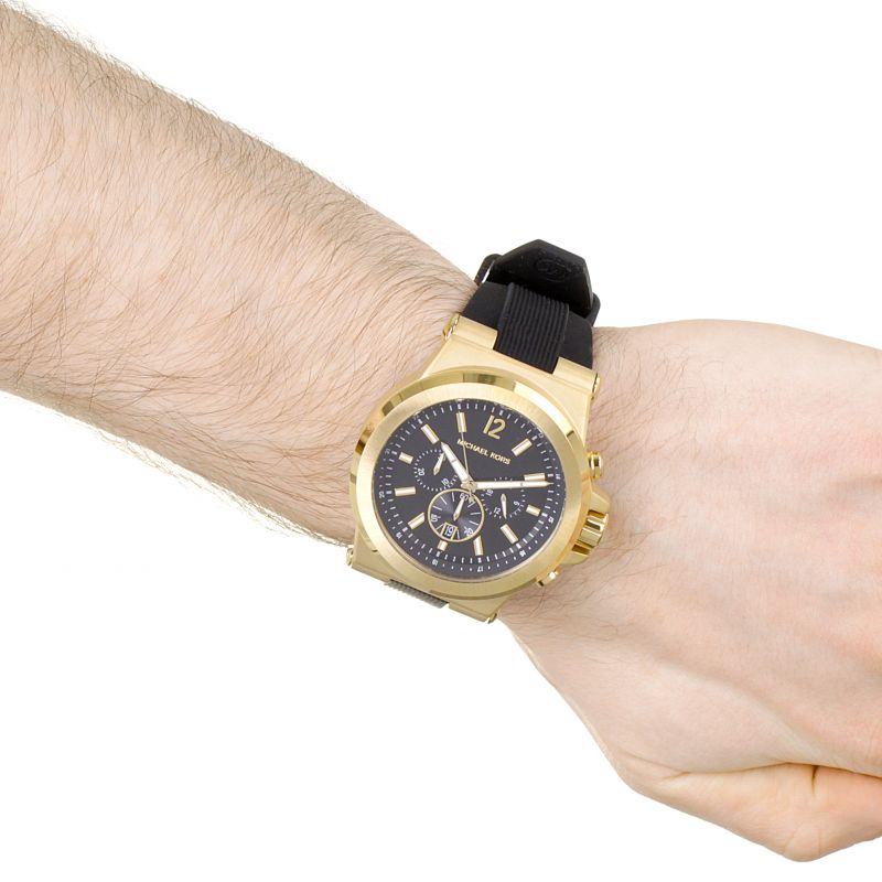  Shop Authentic Michael Kors Dylan Chronograph Black Dial Black Rubber Strap Watch for Men - MK8445 - Luxxuri