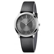  Shop Authentic Calvin Klein Minimal Grey Dial Black Leather Strap Watch for Men - K3M221C4 - Luxxuri