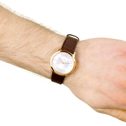  Shop Authentic Calvin Klein Minimal White Dial Brown Leather Strap Watch for Women - K3M226G6 - Luxxuri