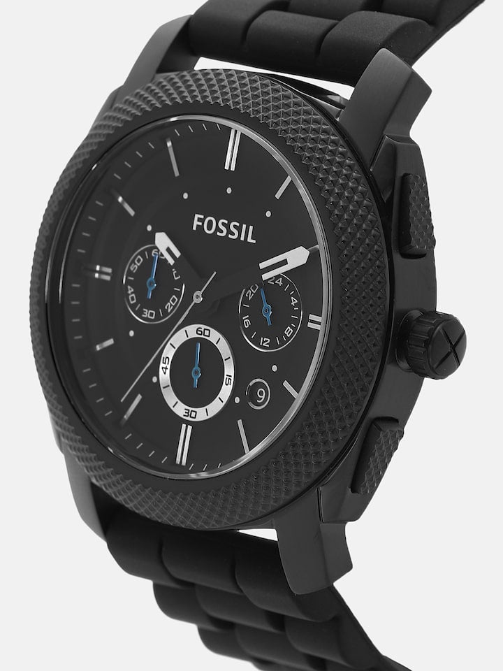  Shop Authentic Fossil Machine Chronograph Black Dial Black Silicone Strap Watch for Men - FS4487 - Luxxuri