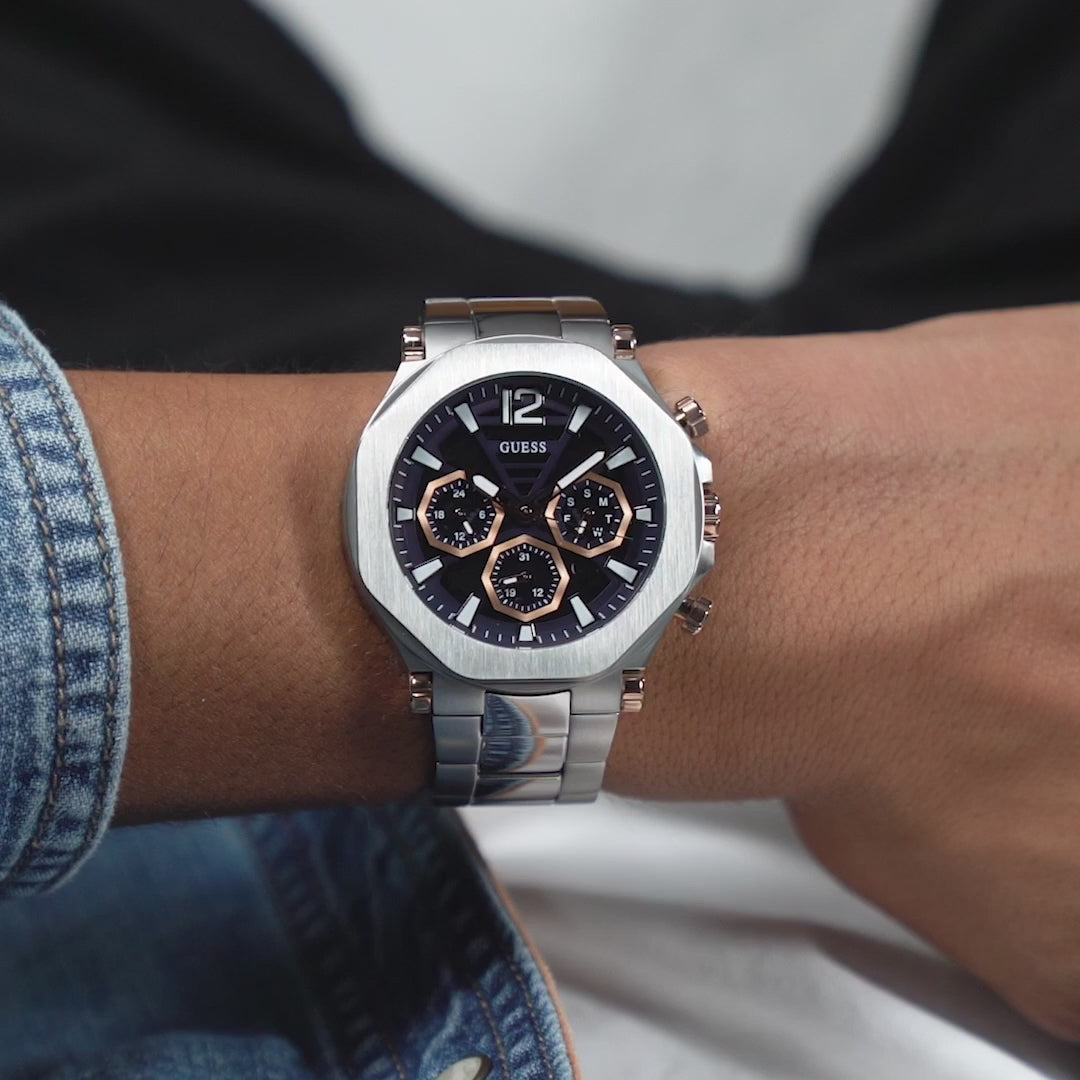  Shop Authentic Guess Edge Chronograph Black Dial Silver Steel Strap Watch For Men - GW0539G1 - Luxxuri