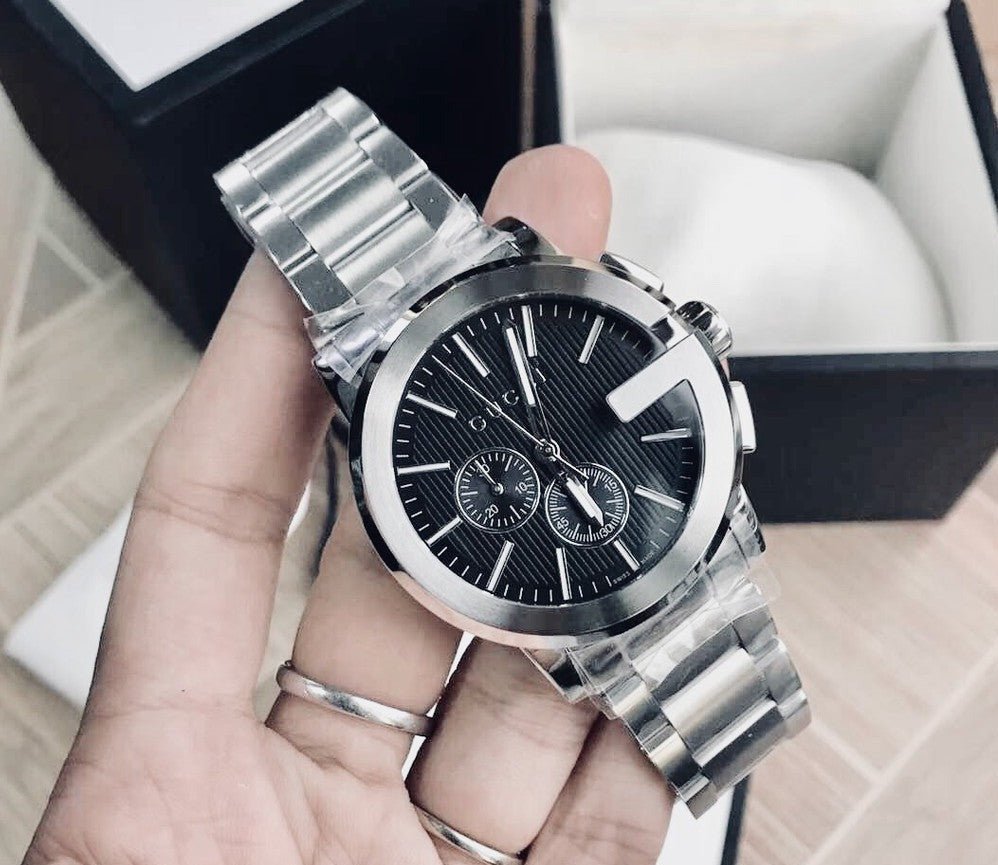  Shop Authentic Gucci G Chrono Black Dial Silver Steel Strap Watch For Men - YA101204 - Luxxuri
