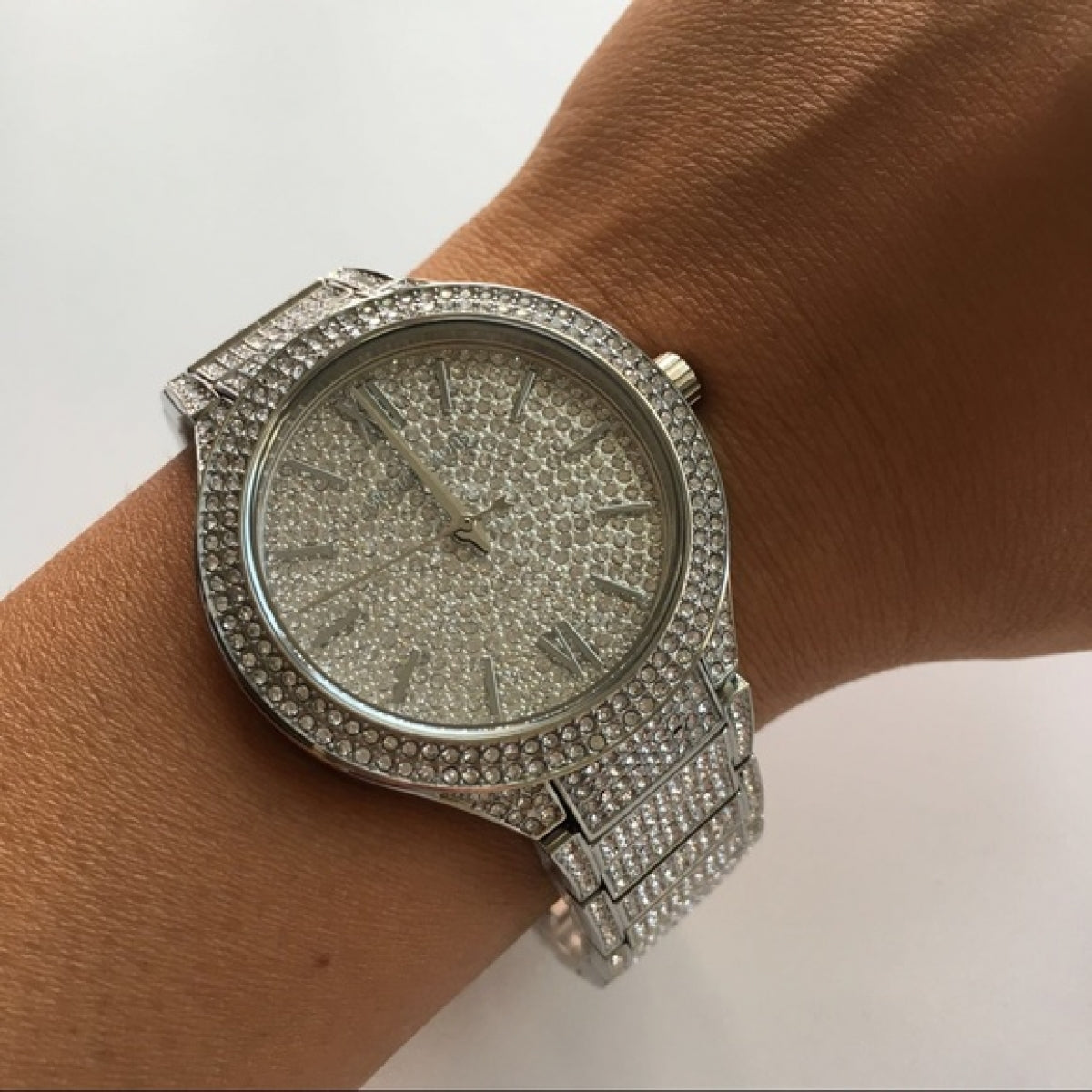 Shop Authentic Michael Kors Kerry Crystal Pave Silver Dial Silver Steel Strap Watch For Women - MK3359 - Luxxuri