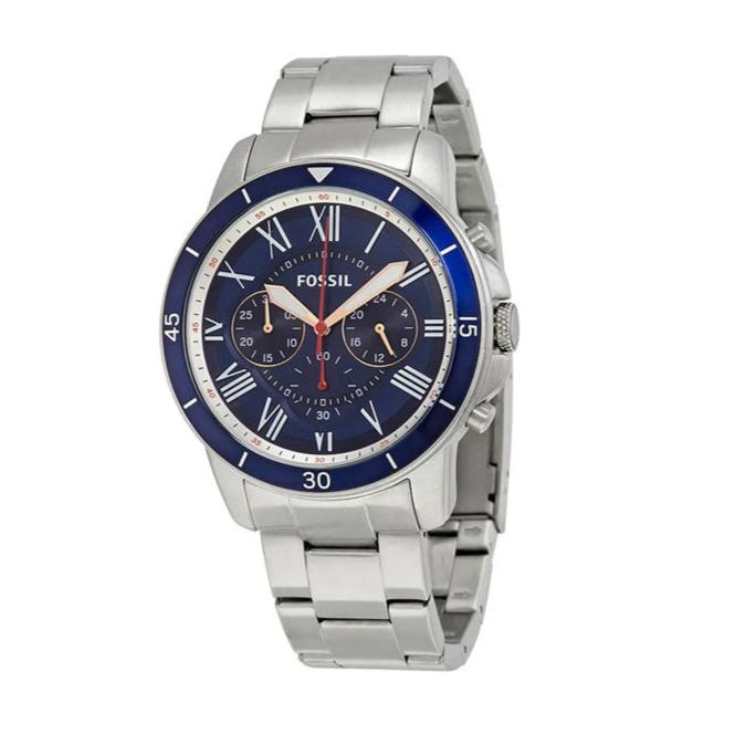  Shop Authentic Fossil Grant Sport Chronograph Blue Dial Silver Steel Strap Watch for Men - FS5238 - Luxxuri