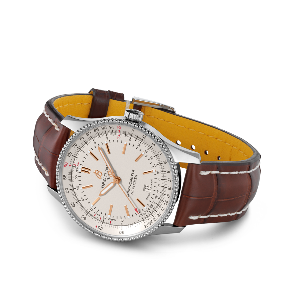  Shop Authentic Breitling Navitimer Automatic 41 White Dial Brown Leather Strap Watch for Men - A17326211G1P2 - Luxxuri