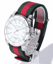  Shop Authentic Gucci Dive White Dial Red & Green Nylon Strap Watch For Men - YA136207 - Luxxuri