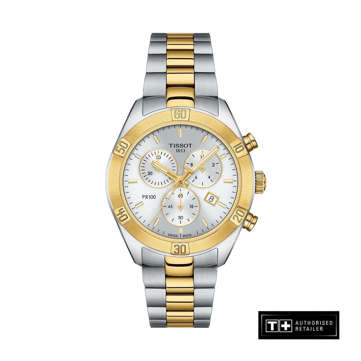  Shop Authentic Tissot PR 100 Sport Chic Chronograph Silver Dial Two Tone Steel Strap Watch For Women - T101.917.22.031.00 - Luxxuri