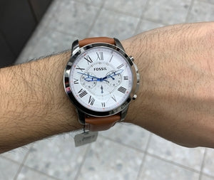  Shop Authentic Fossil Grant Chronograph White Dial Brown Leather Strap Watch for Men - FS5060 - Luxxuri
