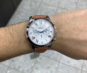  Shop Authentic Fossil Grant Chronograph White Dial Brown Leather Strap Watch for Men - FS5060 - Luxxuri