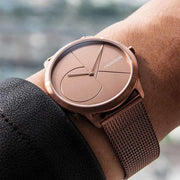  Shop Authentic Calvin Klein Minimal Quartz Pink Gold Dial Pink Gold Mesh Bracelet Watch for Men - K3M11TFK - Luxxuri