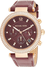  Shop Authentic Michael Kors Parker Chronograph Red Dial Red Leather Strap Watch For Women - MK6986 - Luxxuri