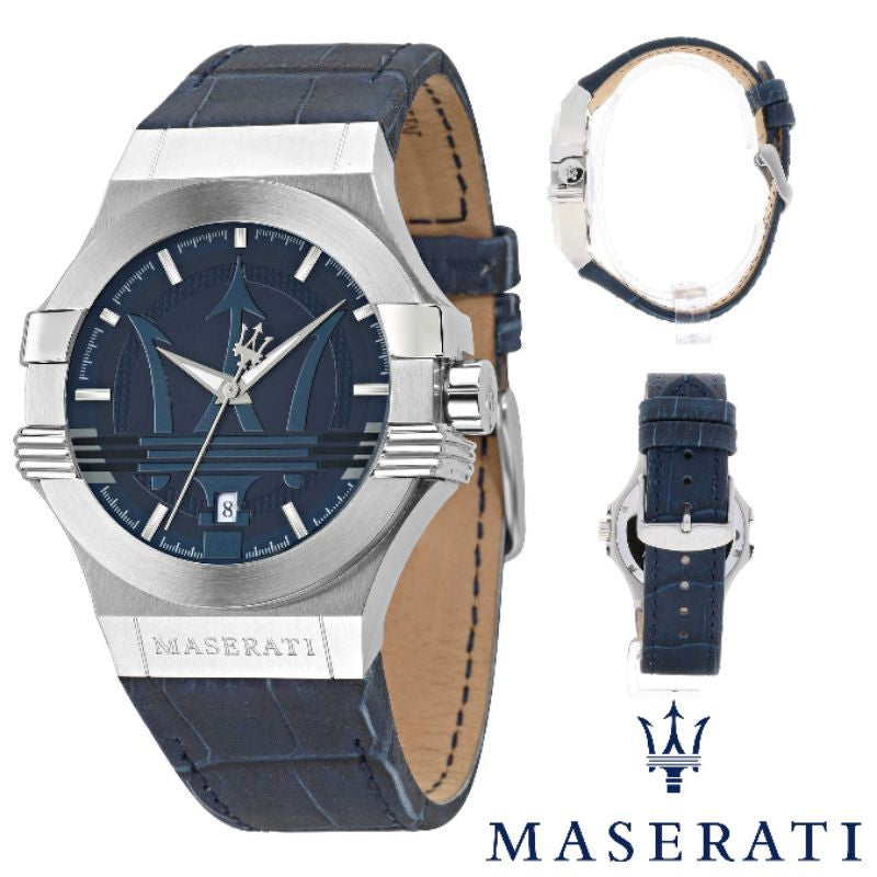  Shop Authentic Maserati Potenza Blue Dial Blue Leather Strap Watch For Men - R8851108015 - Luxxuri