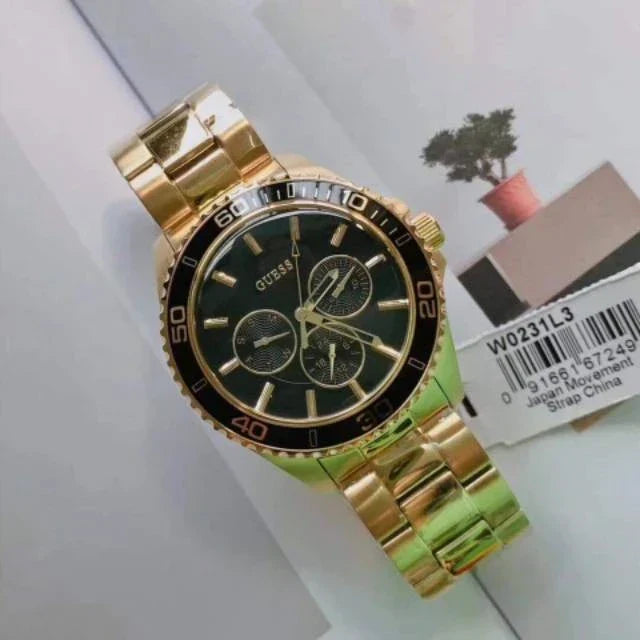  Shop Authentic Guess BFF Multifunction Black Dial Gold Steel Strap Watch for Women - W0231L3 - Luxxuri