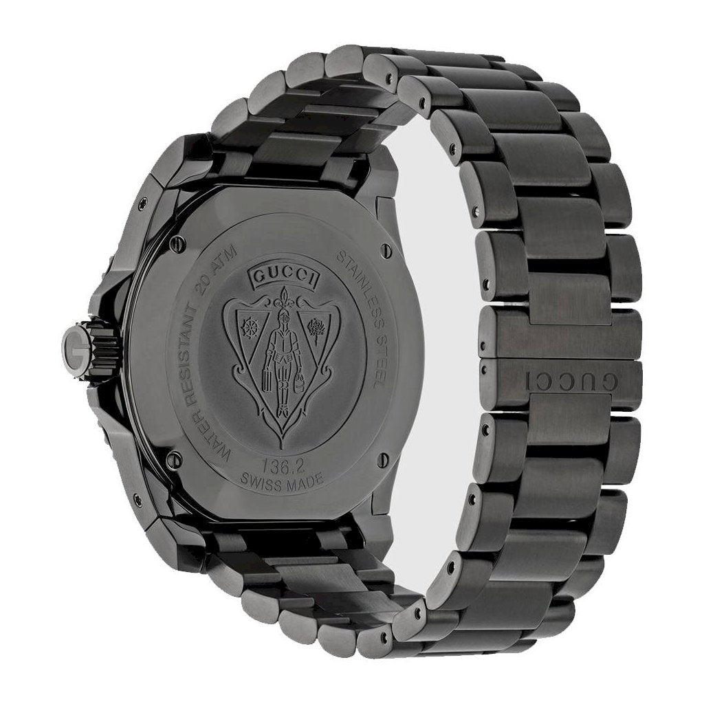  Shop Authentic Gucci Dive Quartz Black Dial Black Steel Strap Watch For Men - YA136205 - Luxxuri