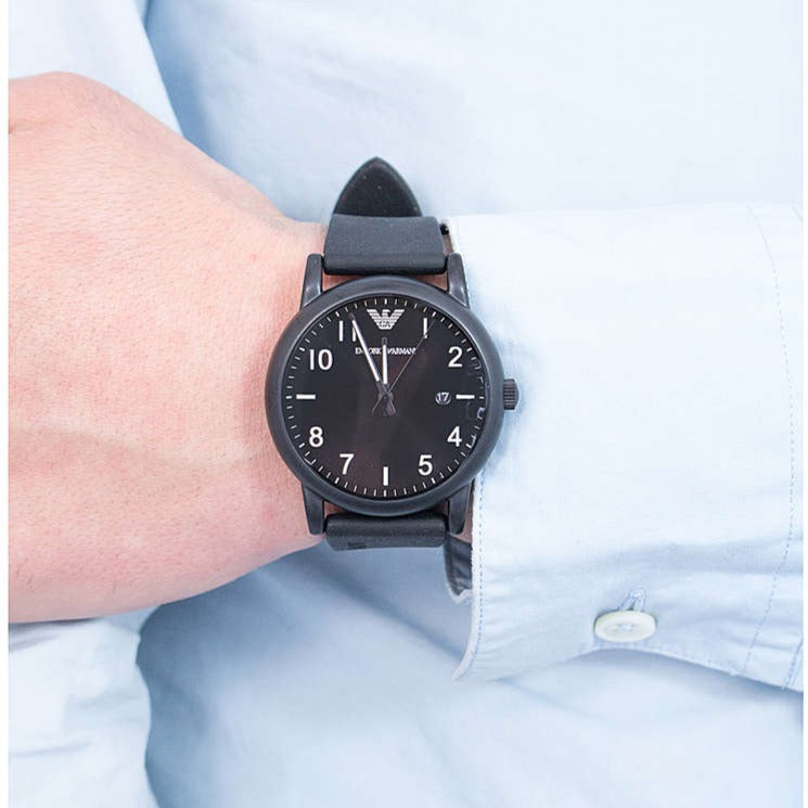  Shop Authentic Emporio Armani Luigi Quartz Black Dial Black Silicon Strap Watch For Men - AR11071 - Luxxuri