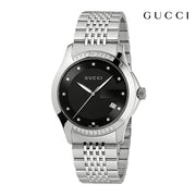  Shop Authentic Gucci G Timeless Diamonds Black Dial Silver Steel Strap Watch For Women - YA126408 - Luxxuri