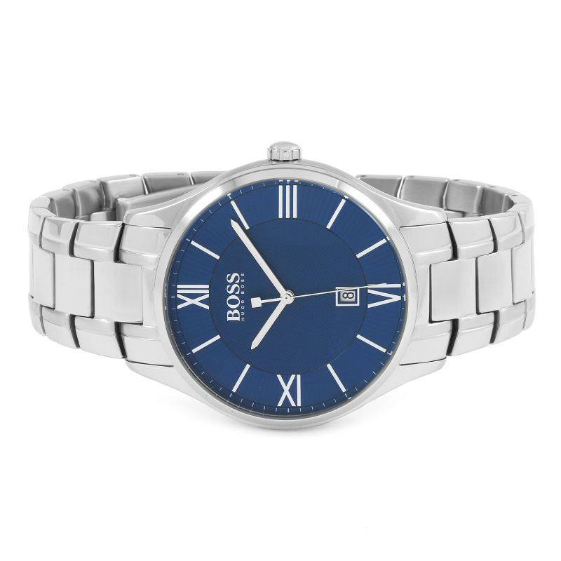  Shop Authentic Hugo Boss Governer Blue Dial Silver Steel Strap Watch for Men - 1513487 - Luxxuri