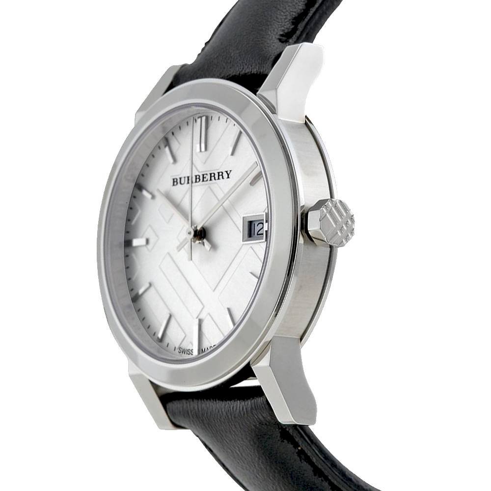  Shop Authentic Burberry The City Silver Dial Black Leather Strap Watch for Women - BU9106 - Luxxuri