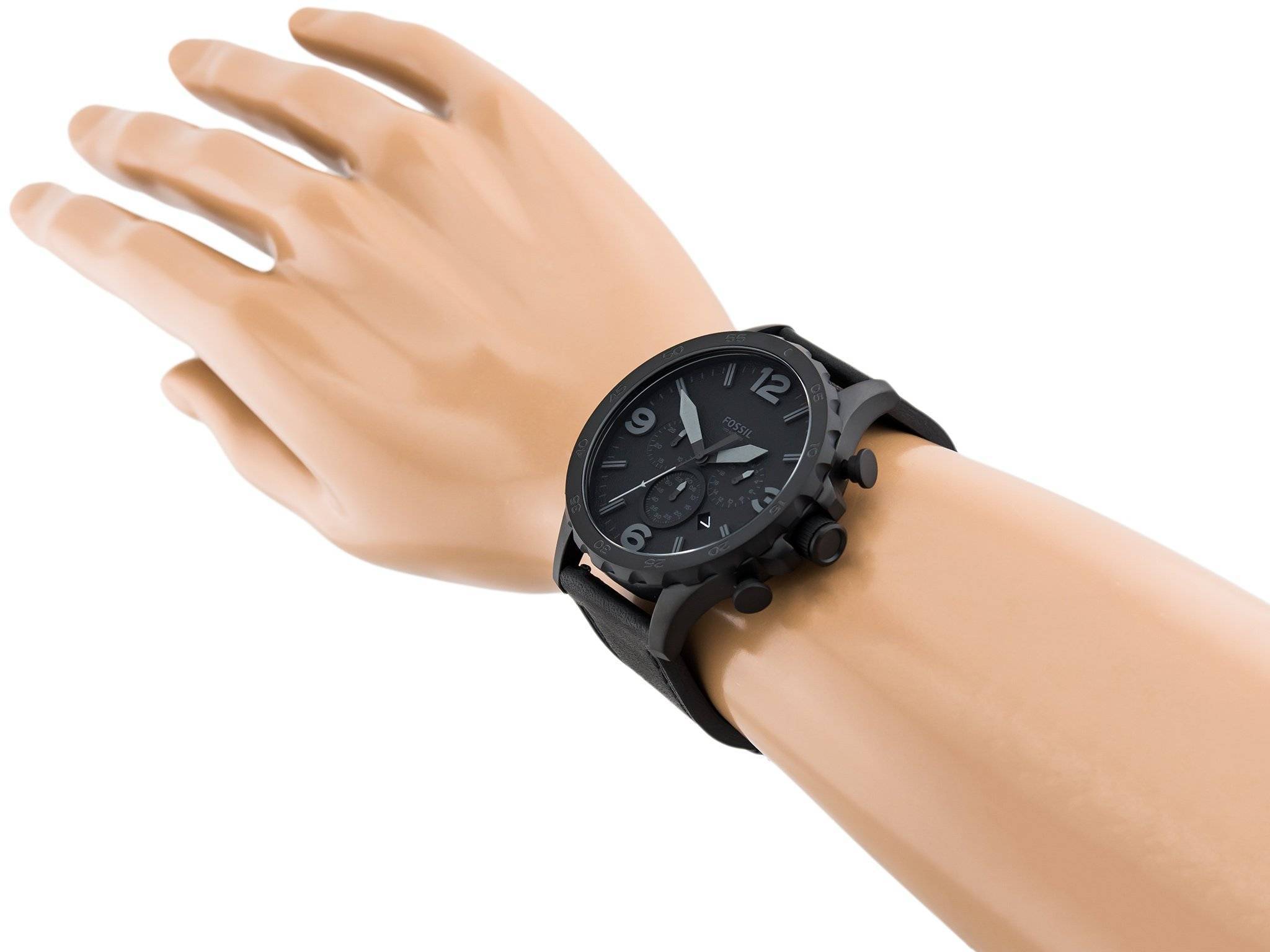 Shop Authentic Fossil Nate Chronograph Black Dial Black Leather Strap Watch for Men - JR1354 - Luxxuri