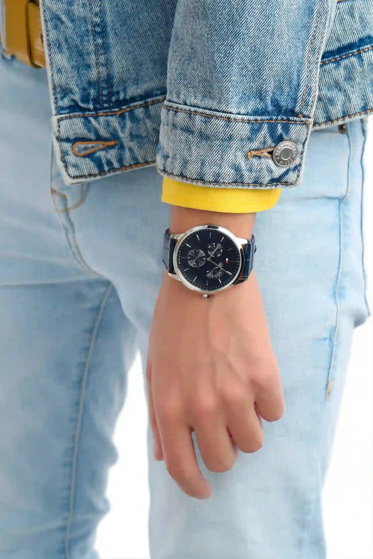  Shop Authentic Tommy Hilfiger Brad Chronograph Quartz Blue Dial Blue Leather Strap Watch For Men - 1710387 - Luxxuri