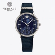  Shop Authentic Versace Menifesto Quartz Blue Dial Blue Leather Strap Watch For Men - VBQ01017 - Luxxuri