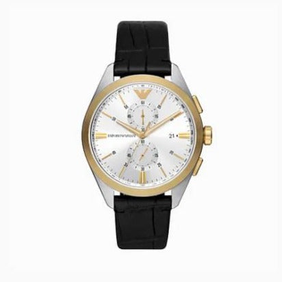  Shop Authentic Emporio Armani Claudio Chronograph Silver Dial Black Leather Strap Watch For Men - AR11498 - Luxxuri