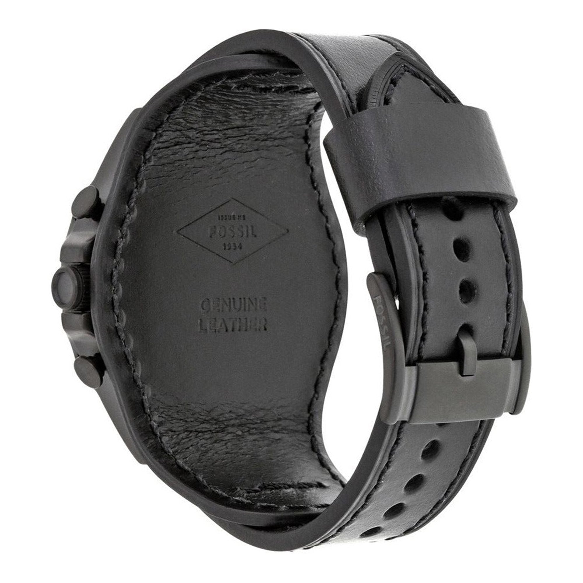  Shop Authentic Fossil Nate Chronograph Black Dial Black Leather Strap Watch for Men - JR1510 - Luxxuri