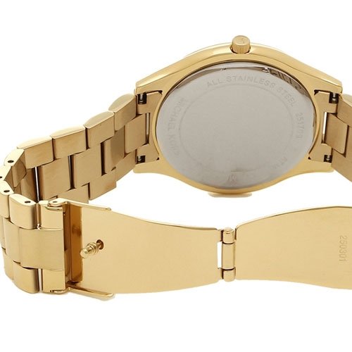  Shop Authentic Michael Kors Slim Runway Black Dial Gold Steel Strap Watch for Women - MK3803 - Luxxuri