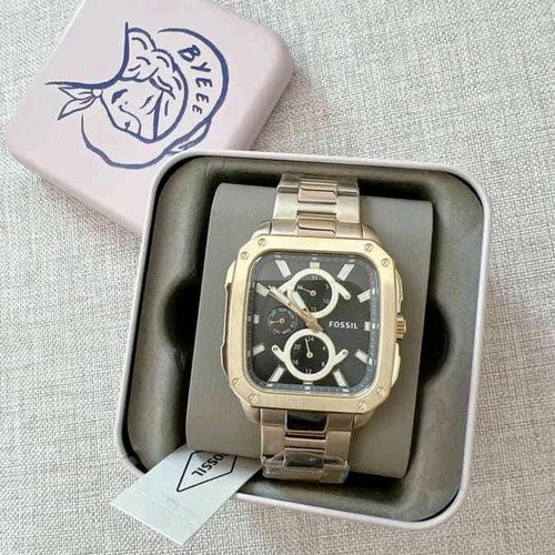  Shop Authentic Fossil Inscription Multifunction Black Dial Gold Steel Strap Watch for Men - BQ2656 - Luxxuri