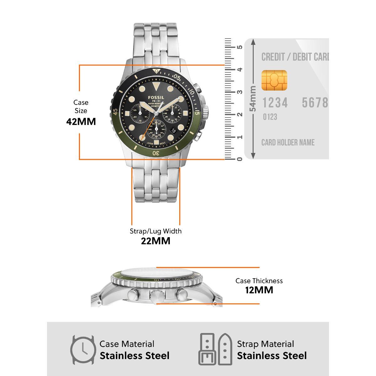  Shop Authentic Fossil FB-01 Chronograph Black Dial Silver Steel Strap Watch for Men - FS5864 - Luxxuri