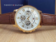  Shop Authentic Tommy Hilfiger Keagan Quartz Silver Dial Brown Leather Strap Watch for Men - 1791291 - Luxxuri