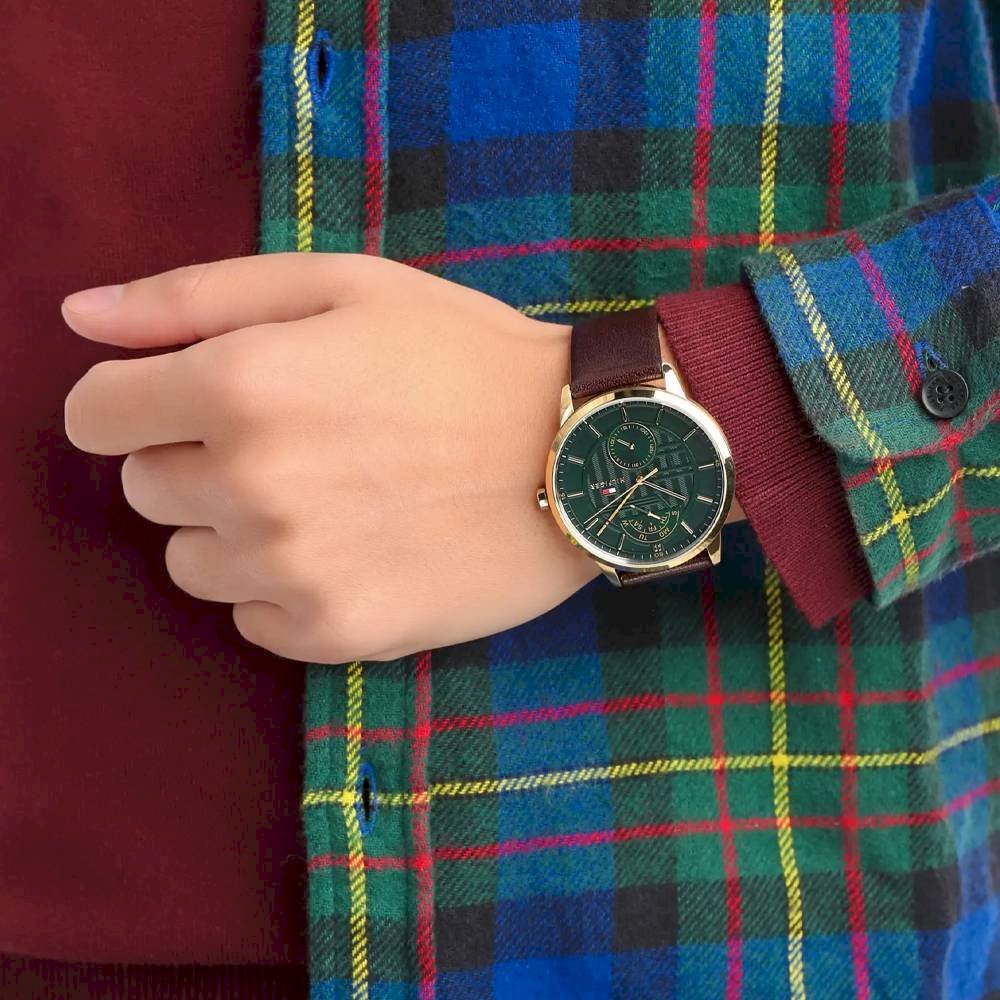  Shop Authentic Tommy Hilfiger Hunter Green Dial Brown Leather Strap Watch for Men - 1791607 - Luxxuri
