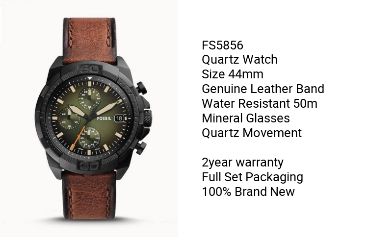  Shop Authentic Fossil Bronson Chronograph Black Dial Brown Leather Strap Watch for Men - FS5856 - Luxxuri