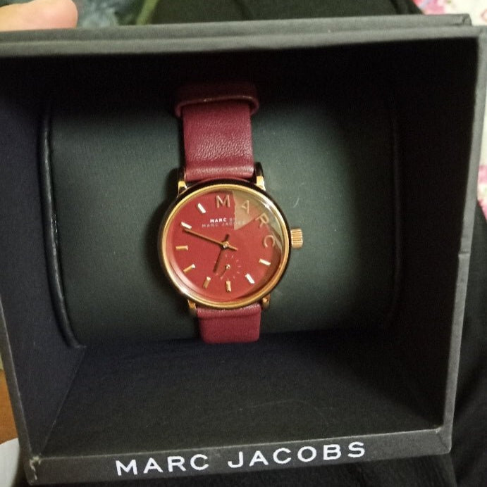  Shop Authentic Marc Jacobs Baker Maroon Dial Maroon Leather Strap Watch for Women - MBM1271 - Luxxuri