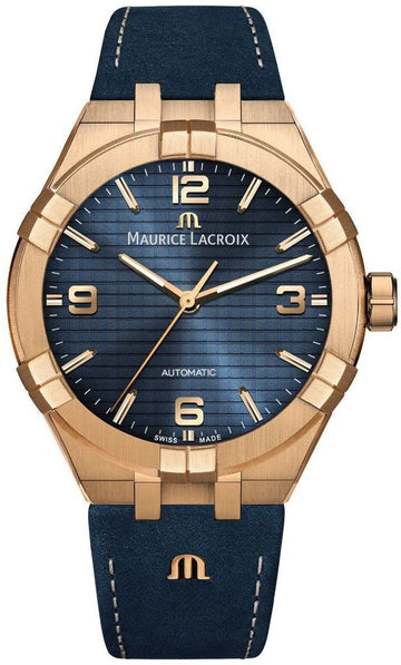  Shop Authentic Maurice Lacroix Aikon Date Limited Edition Blue Dial Blue Leather Strap Watch For Men - AI1028-BRZ01-420-1 - Luxxuri
