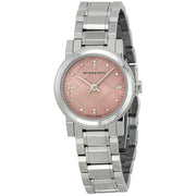  Shop Authentic Burberry The City Diamonds Pink Dial Silver Steel Strap Watch for Women - BU9223 - Luxxuri