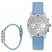  Shop Authentic Guess Confetti Crystal Silver Dial Blue Rubber Strap Watch For Women - W1098L3 - Luxxuri