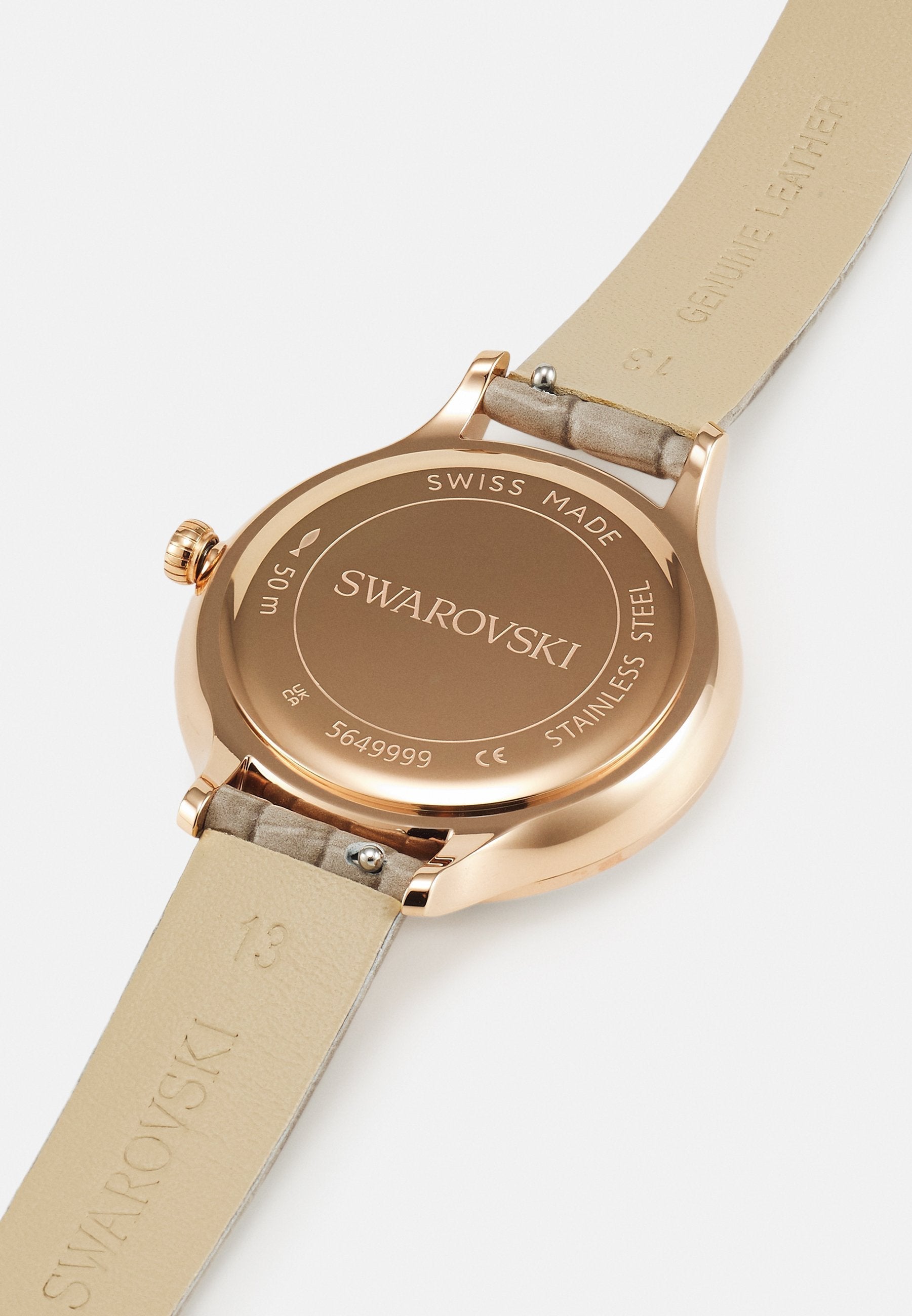  Shop Authentic Swarovski Octea Nova Beige Dial Grey Leather Strap Watch for Women - 5649999 - Luxxuri