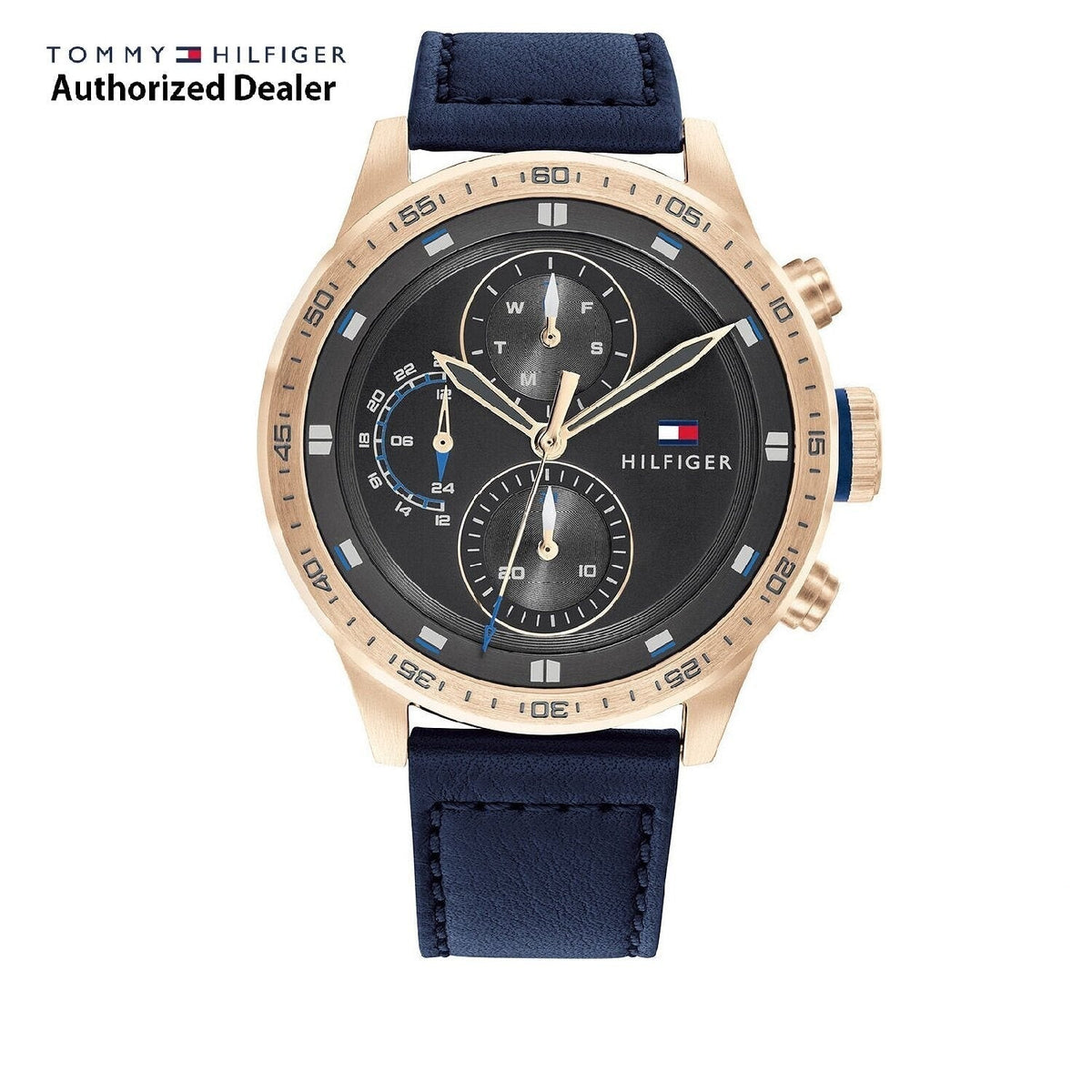 Shop Authentic Tommy Hilfiger Trent Chronograph Grey Dial Black Leather Strap Watch For Men - 1791808 - Luxxuri