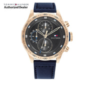  Shop Authentic Tommy Hilfiger Trent Chronograph Grey Dial Black Leather Strap Watch For Men - 1791808 - Luxxuri