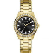  Shop Authentic Guess Sparkler Diamonds Black Dial Gold Steel Strap Watch for Women - GW0111L2 - Luxxuri