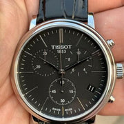  Shop Authentic Tissot Carson Premium Chronograph Black Dial Black Leather Strap Watch For Men - T122.417.16.051.00 - Luxxuri