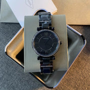  Shop Authentic Fossil Carlie Black Dial Black Steel Strap Watch for Women - ES4488 - Luxxuri
