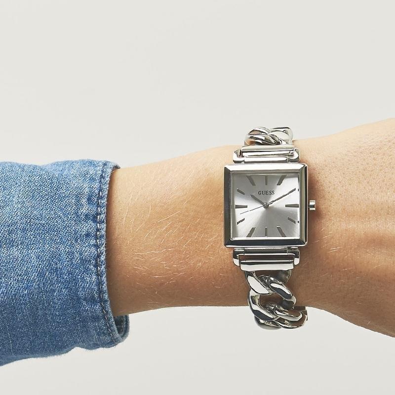  Shop Authentic Guess Vanity Silver Dial Silver Steel Strap Watch for Women - W1029L1 - Luxxuri