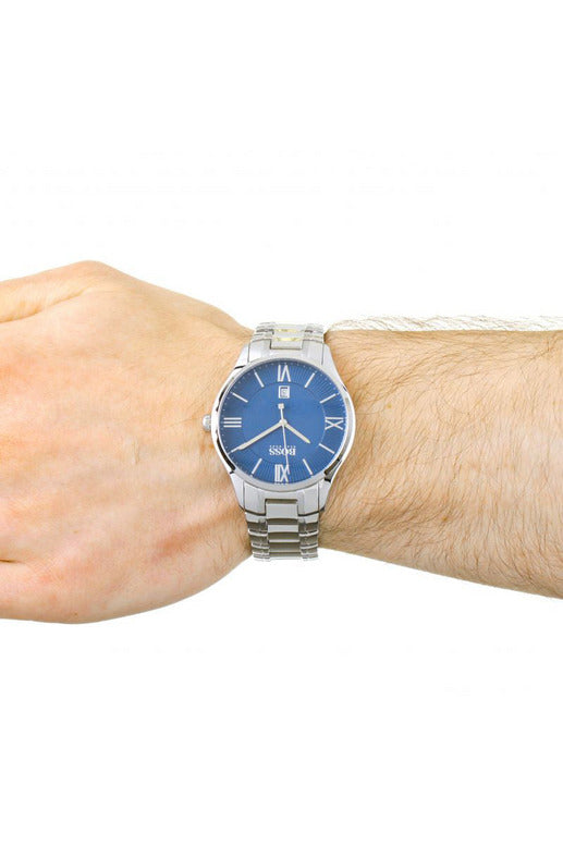  Shop Authentic Hugo Boss Governer Blue Dial Silver Steel Strap Watch for Men - 1513487 - Luxxuri