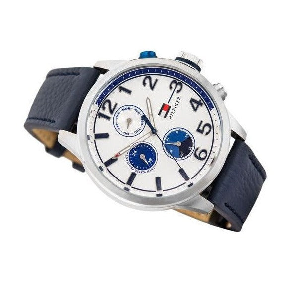 Shop Authentic Tommy Hilfiger Jackson Silver Dial Black Leather Strap Watch for Men - 1791240 - Luxxuri