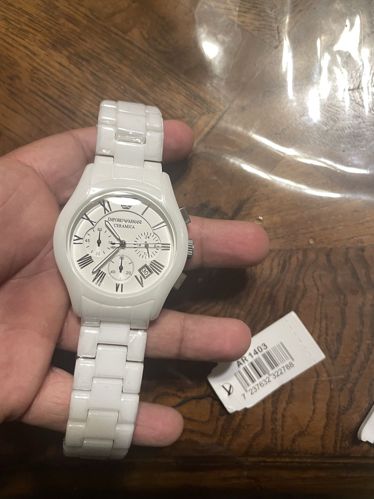  Shop Authentic Emporio Armani Chronograph Ceramic White Dial Watch For Women - AR1403 - Luxxuri