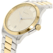  Shop Authentic Gucci G Timeless Quartz Silver Dial Two Tone Steel Strap Watch For Men - YA126450 - Luxxuri